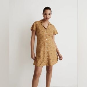 Madewell Kacie Mini Shirtdress Dress Bitsy Bouquet Earthen Gold Yellow Size 6